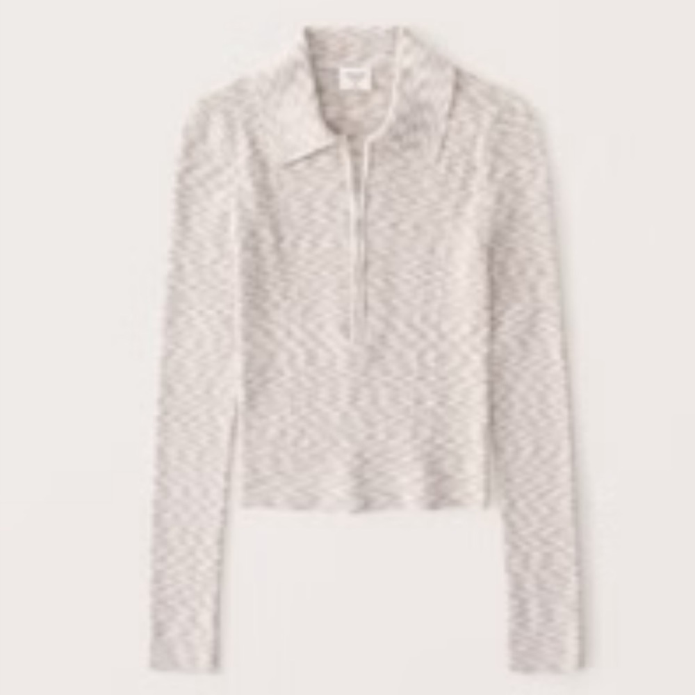 NWT! Abercrombie and Fitch Elevated Knit Slim Half-Zip Polo Light Brown XL
